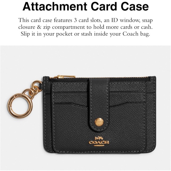 NWT Coach Black Card Holder with Gold Accents - Picture 2 of 5
